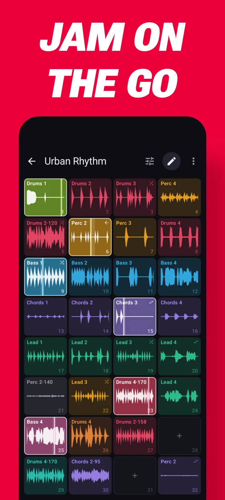 Loop Pads 24 Android performance grid