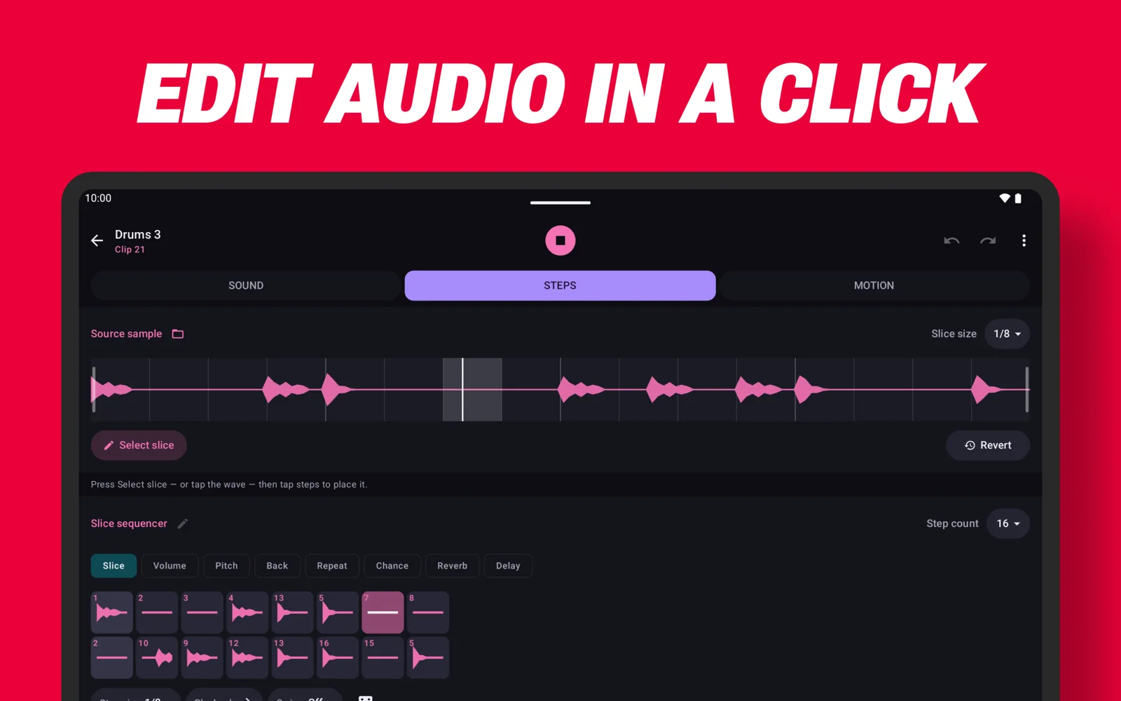 Audio editing on an Android tablet